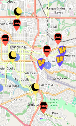 um mapa com feiras